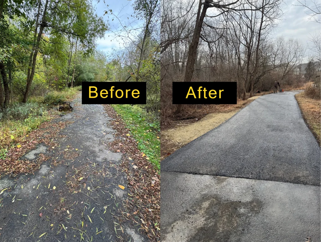 Before/After of Walking Trail Remediation - Superior Sealcoating