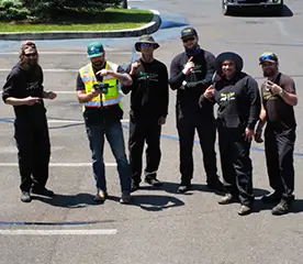 team members doing seal coating