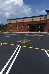 Newly sealcoated commerical parking lot in Kennett Square, PA
