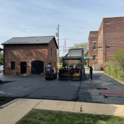 A residential driveway in the processing of getting paved